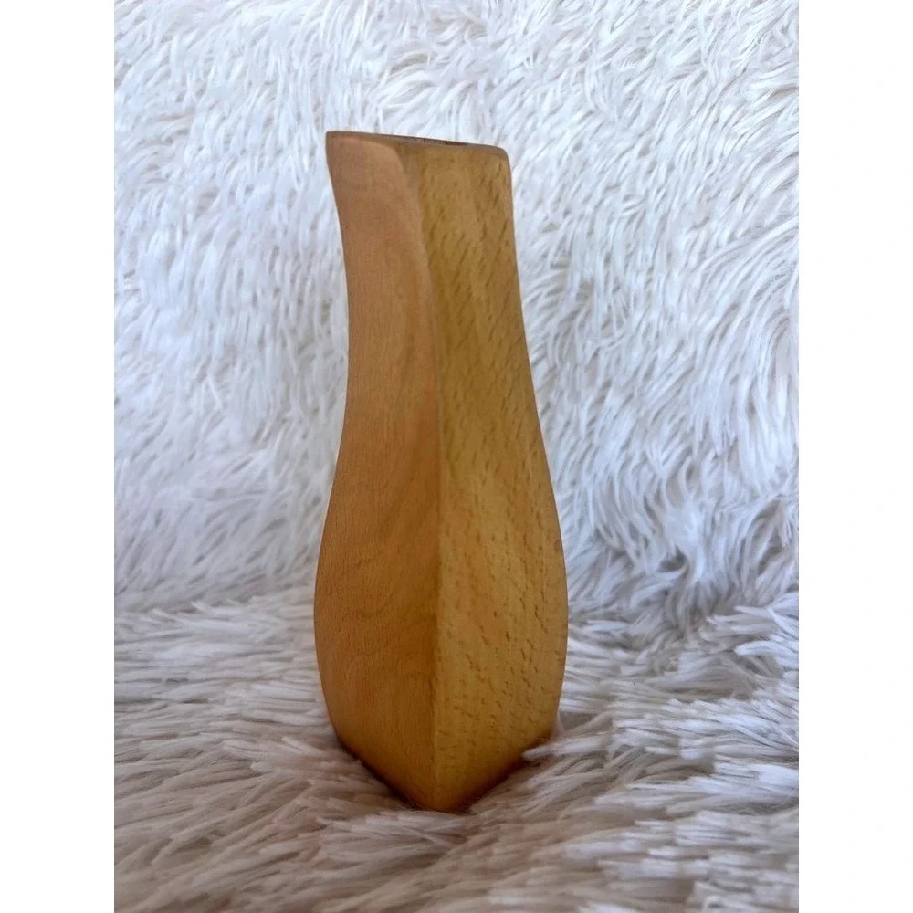 Sculptural Wooden Bud Vase Minimalist Mod Decor MCM Inspired Wood Scandinavian